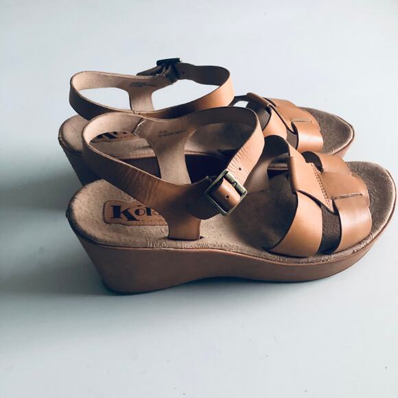 Kork-Ease 'Emilie' SZ 10 Tan Leather Wedge Comfort Sandal Platform - Picture 15 of 15